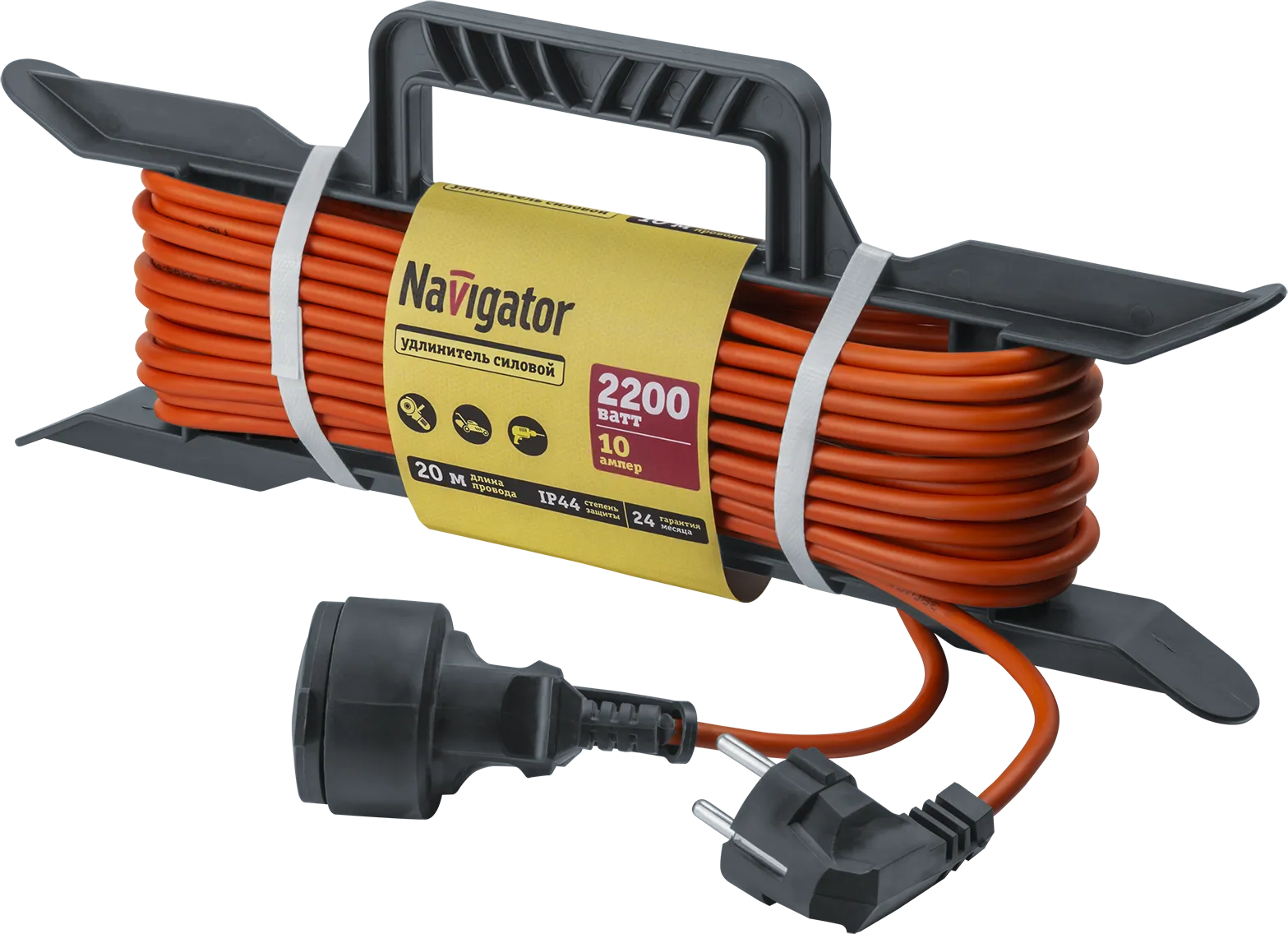 Удлинитель силовой NPE-F-20-E-3x1 на рамке c/з 20м ПВС 3х1 2200 Вт IP44 Navigator Group 29861