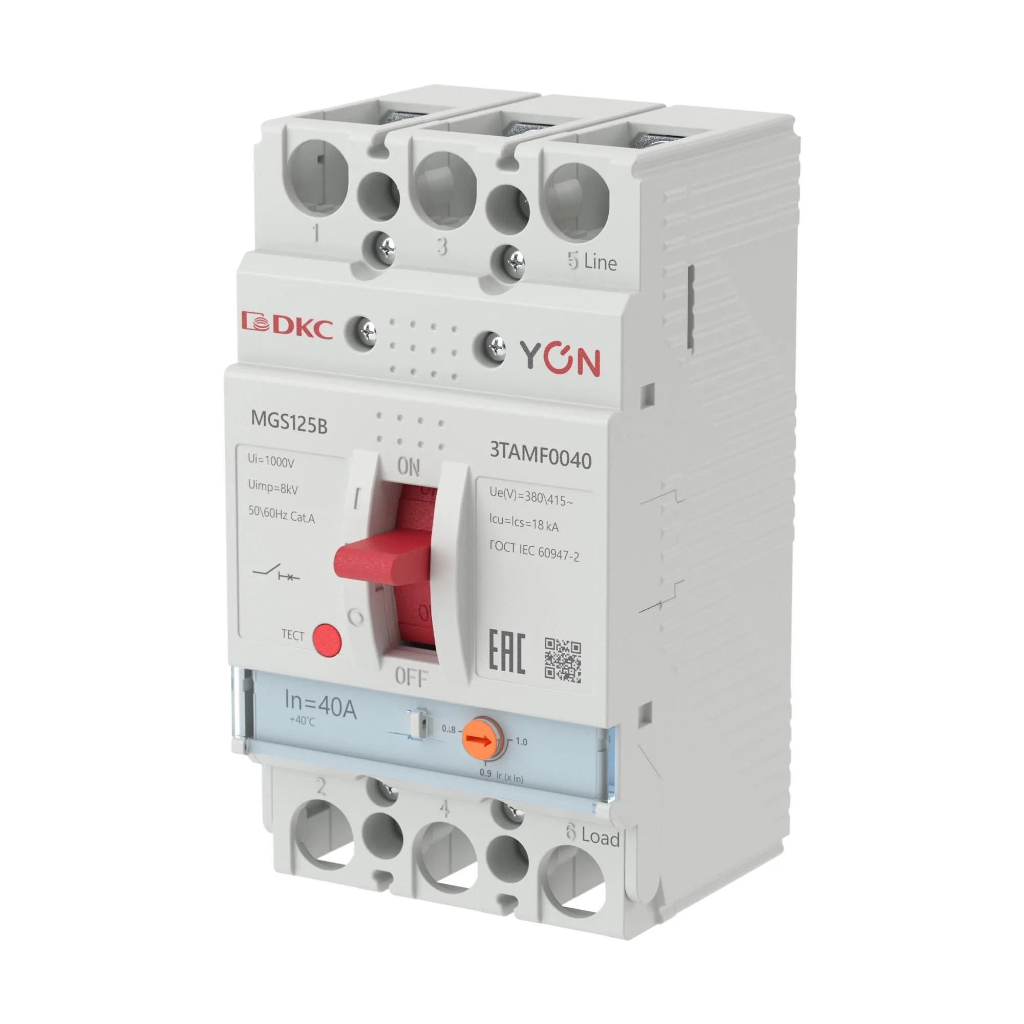Выключатель автоматический yon mgs125 3p 32-40a 18ka ДКС MGS125B-3TAMF0040