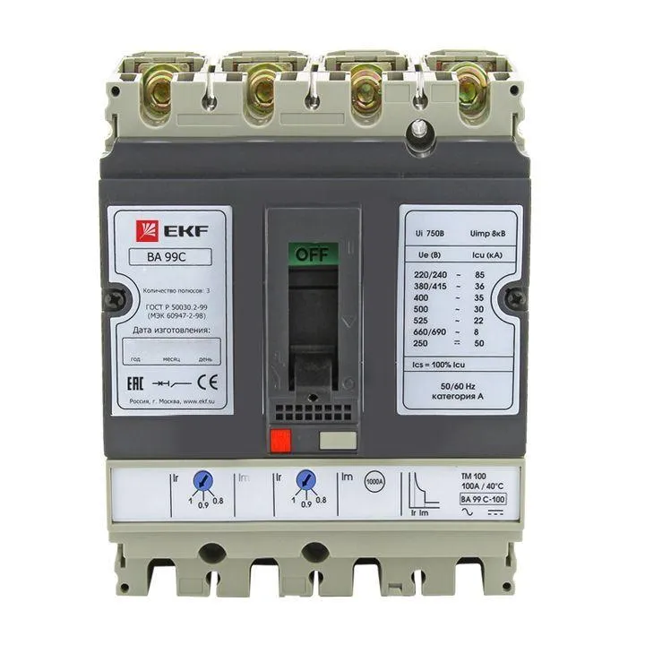 Выключатель автоматический ва-99c (compact ns) 100/32а 3p+n 36ка EKF MCCB99C-100-32+N