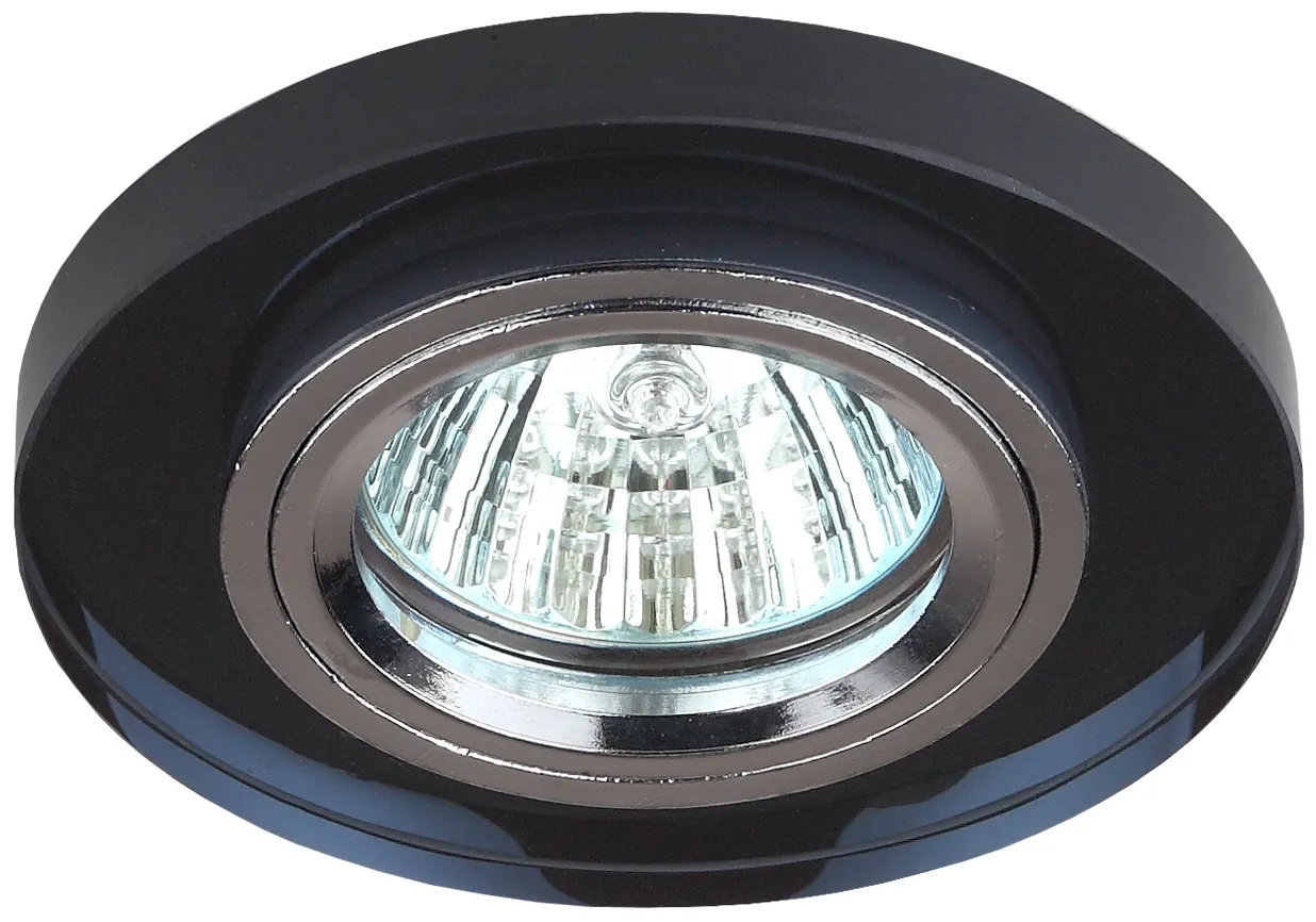 Светильник декор стекло круглое MR16,12V/220V, 50W, хром/черный DK7 CH/BK ЭРА C0043793