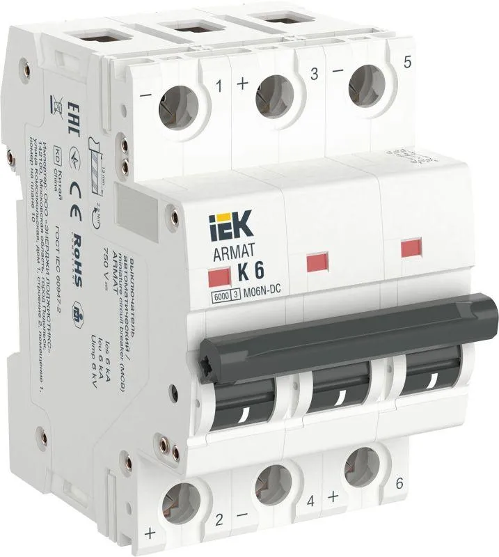 Armat автоматический выключатель m06n-dc 3p k 6а iek IEK AR-M06N-3-K006DC