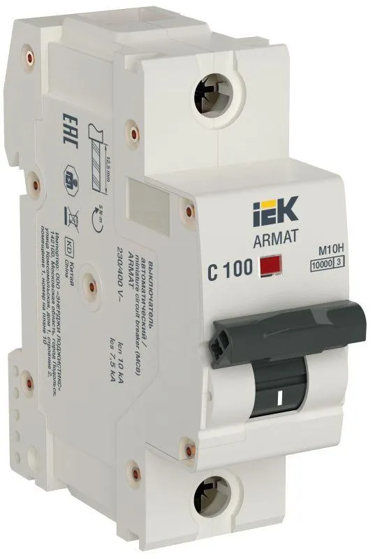Armat автоматический выключатель m10h 1p c 100a iek IEK AR-M10H-1-C100