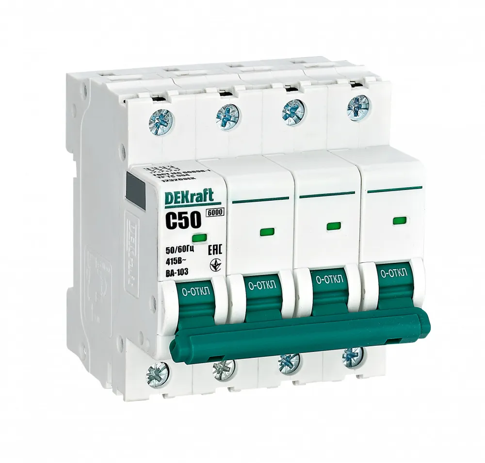 Выключатель автоматический 4Р 50А х-ка C ВА-103 6кА SE (Dekraft) 12326DEK