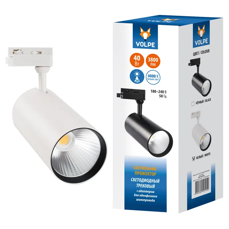 Светильник-прожектор ULB-Q276 40W/4000К WHITE светодиодный трековый 3800 Лм (4000К) Корпус белый Uniel UL-00005945