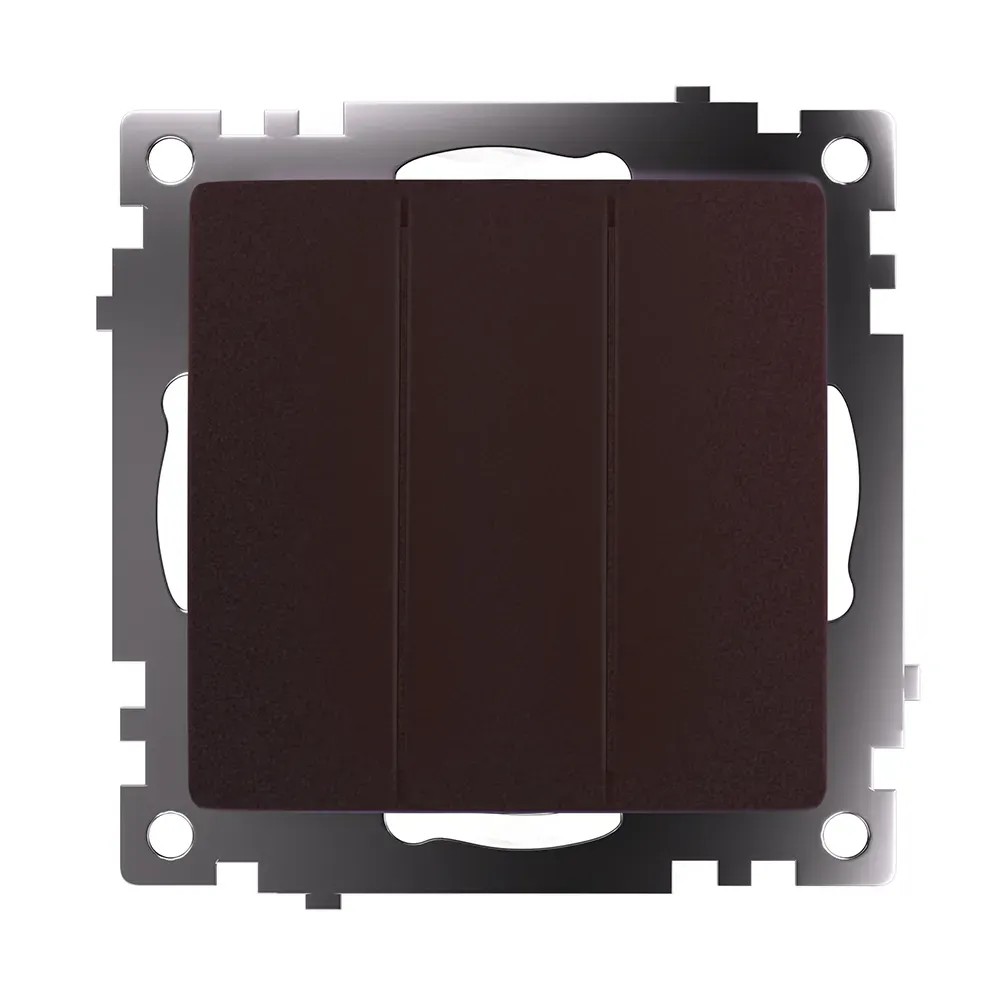 Выключатель трехклавишный (механизм) серия Катрин шоколад STEKKER FERON 49175