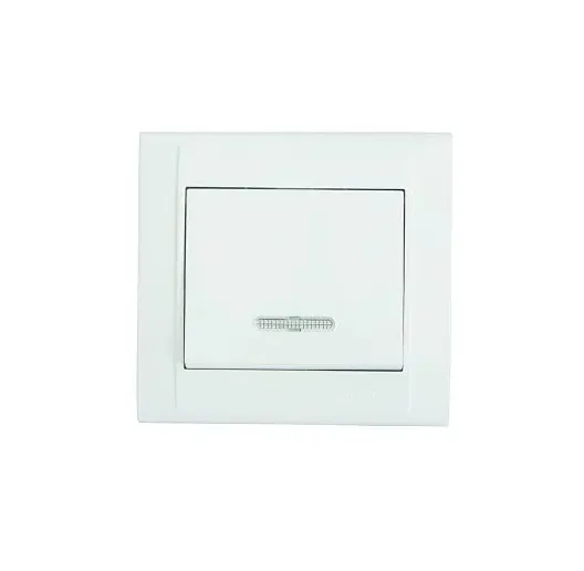 Выключатель одноклавишный, с подсветкой, белый Makel 42001021