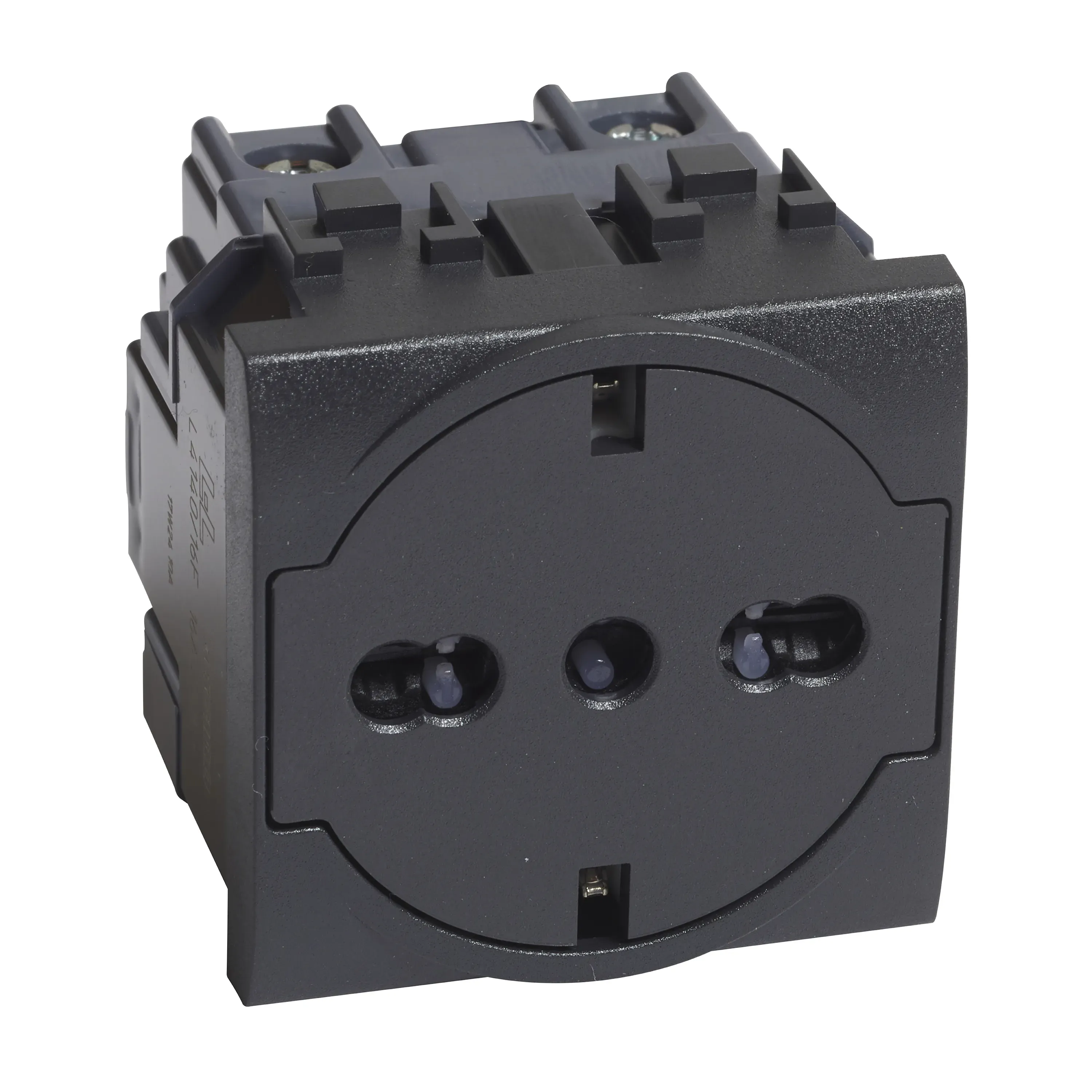 Розетка Livinglight 2К+З 16А 250В, немецкого/итальянского стандартов, с плоской лицевой панелью, цвет антрацит LEGRAND L4140/16F