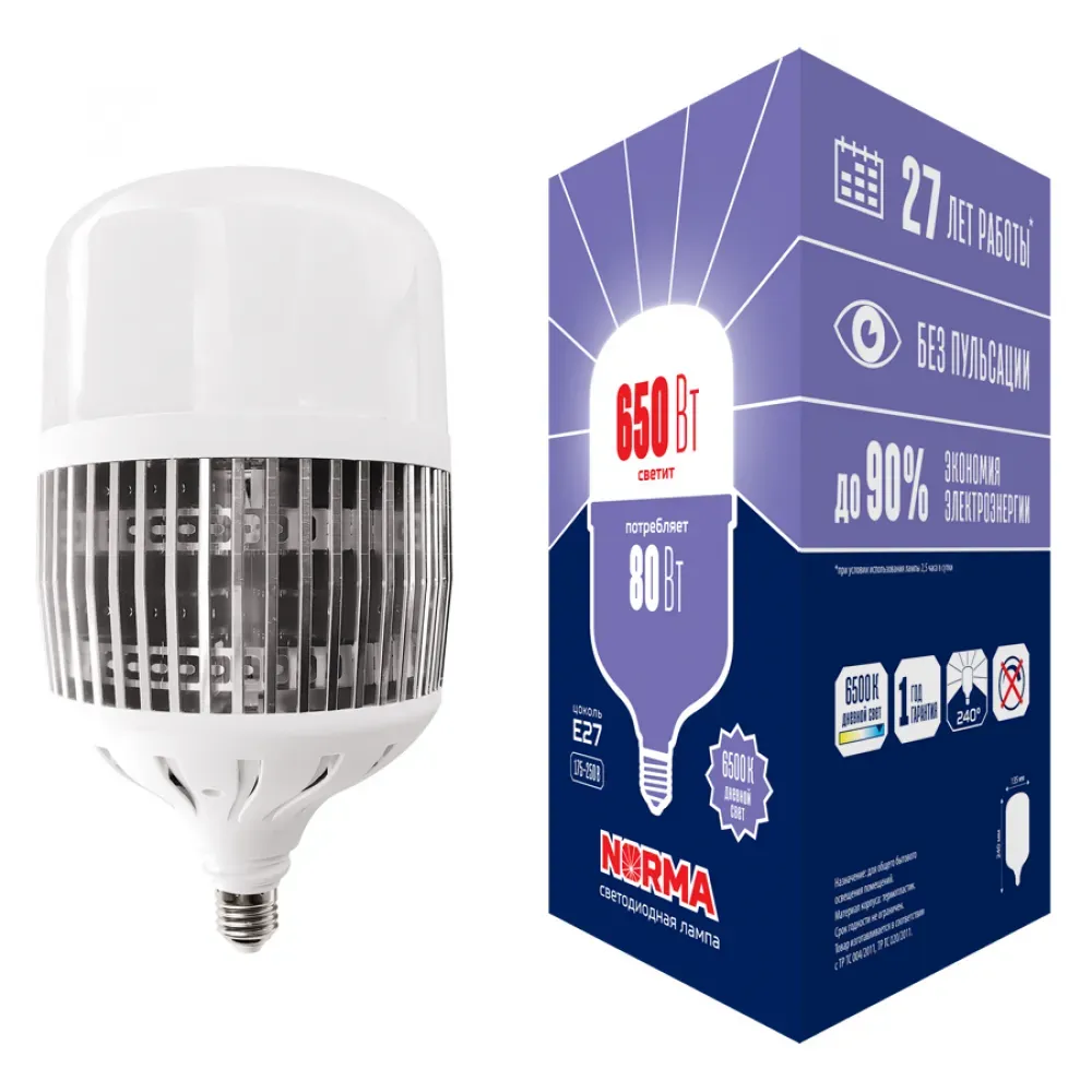 Лампа светодиодная матовая led-m80-80w/6500k/e27/fr/nr  norma дневной 6500k UNIEL UL-00006796