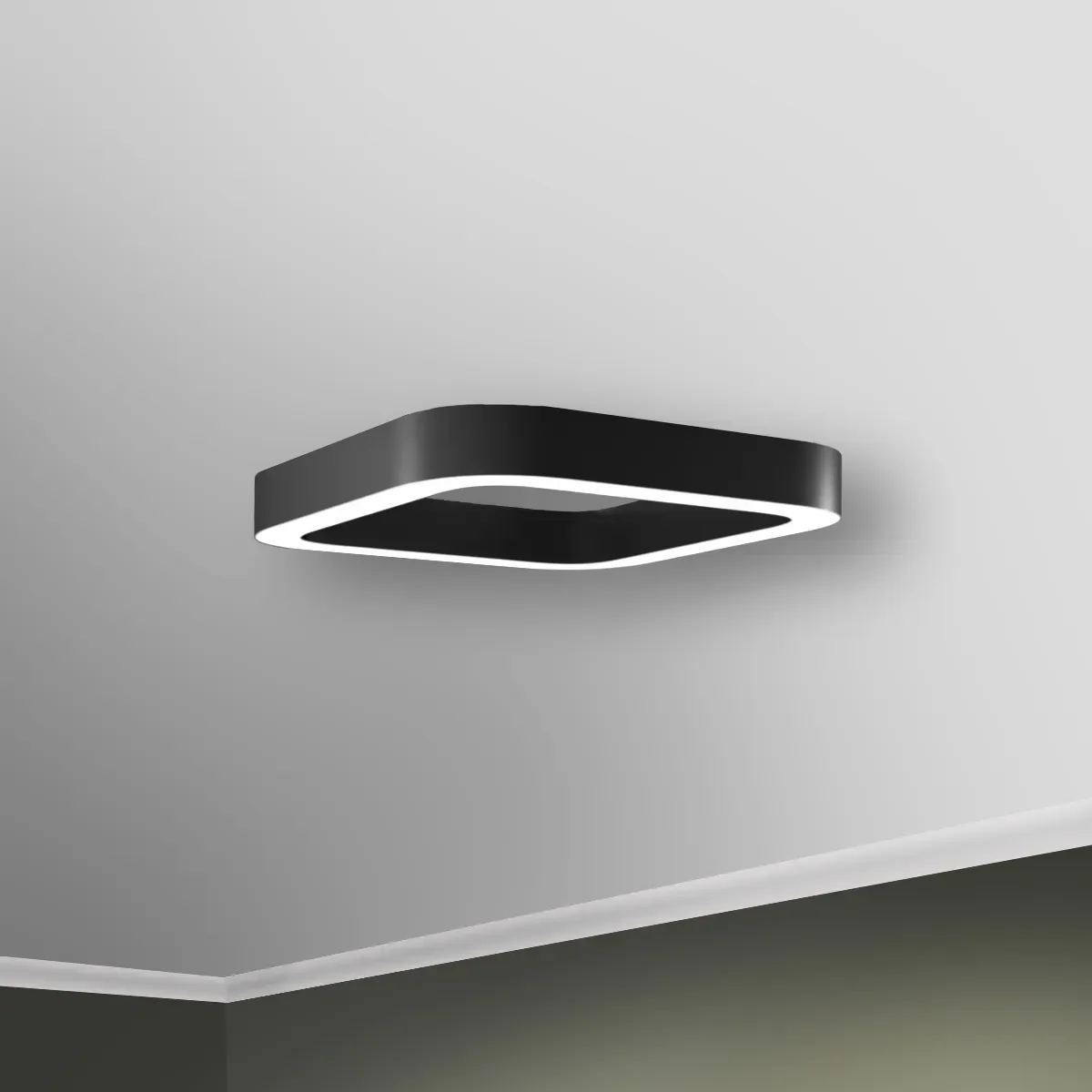 Светильник светодиодный RVE-LBX-HOLE-BOX-SOFT-400-N (Квадрат закругл. с отв. 400х400х100мм S80мм 32Вт Накладной 4000К Белый) RVElektro RVE00002011