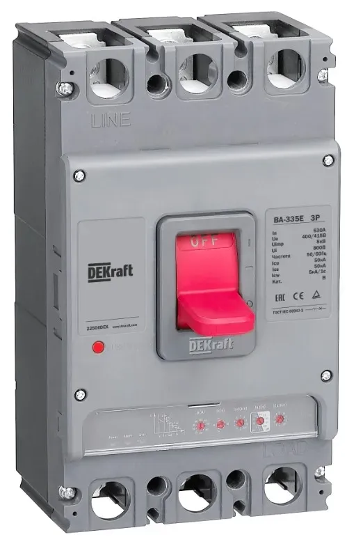 Выключатель автоматический силовой трехполюсный с электронным расцепителем 400А 50кА ВА-335E SE (Dekraft) 22504DEK