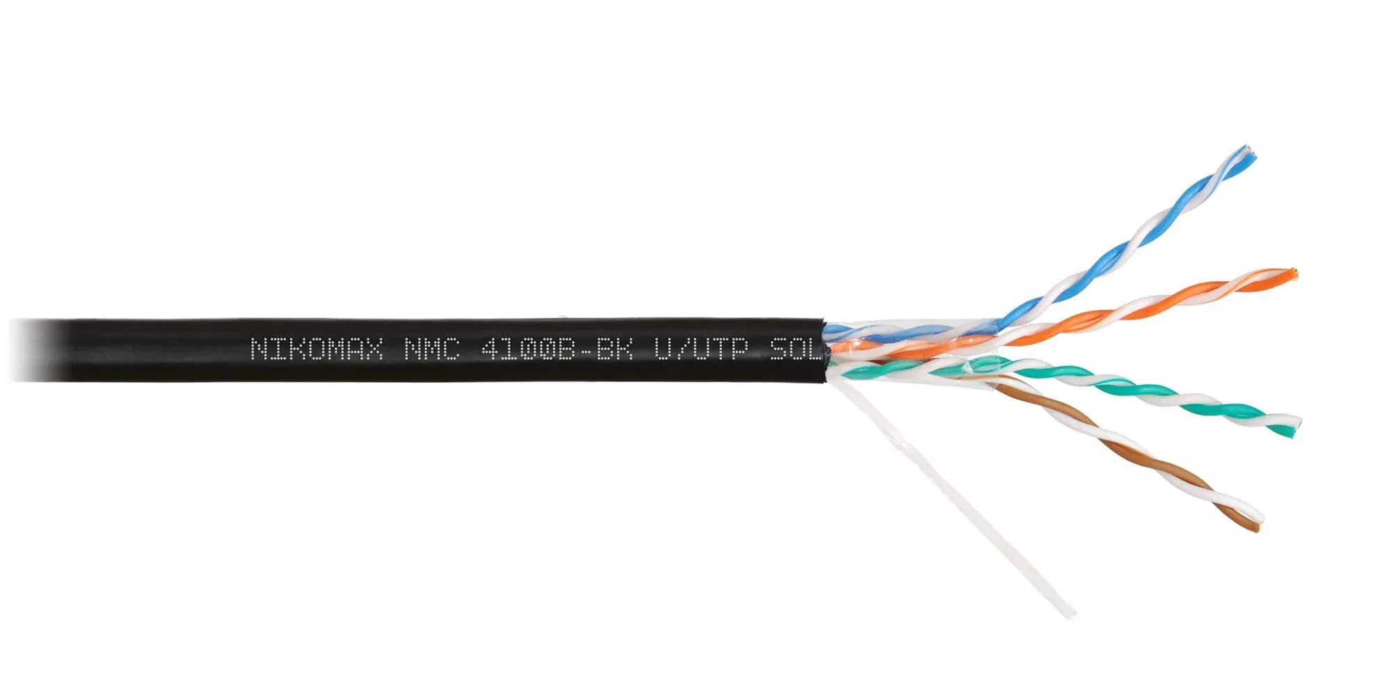 Витая пара U/UTP 4 пары Кат 5e solid BC AWG24 (0.51мм) OUT PE черный 305м