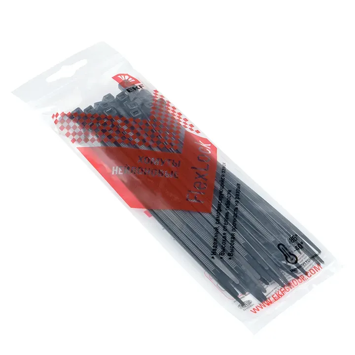 Хомут p6.6 стандартный черный 3.6x150 (50шт) flexlock proxima EKF PLC-FL-CTSB-3.6X150-R