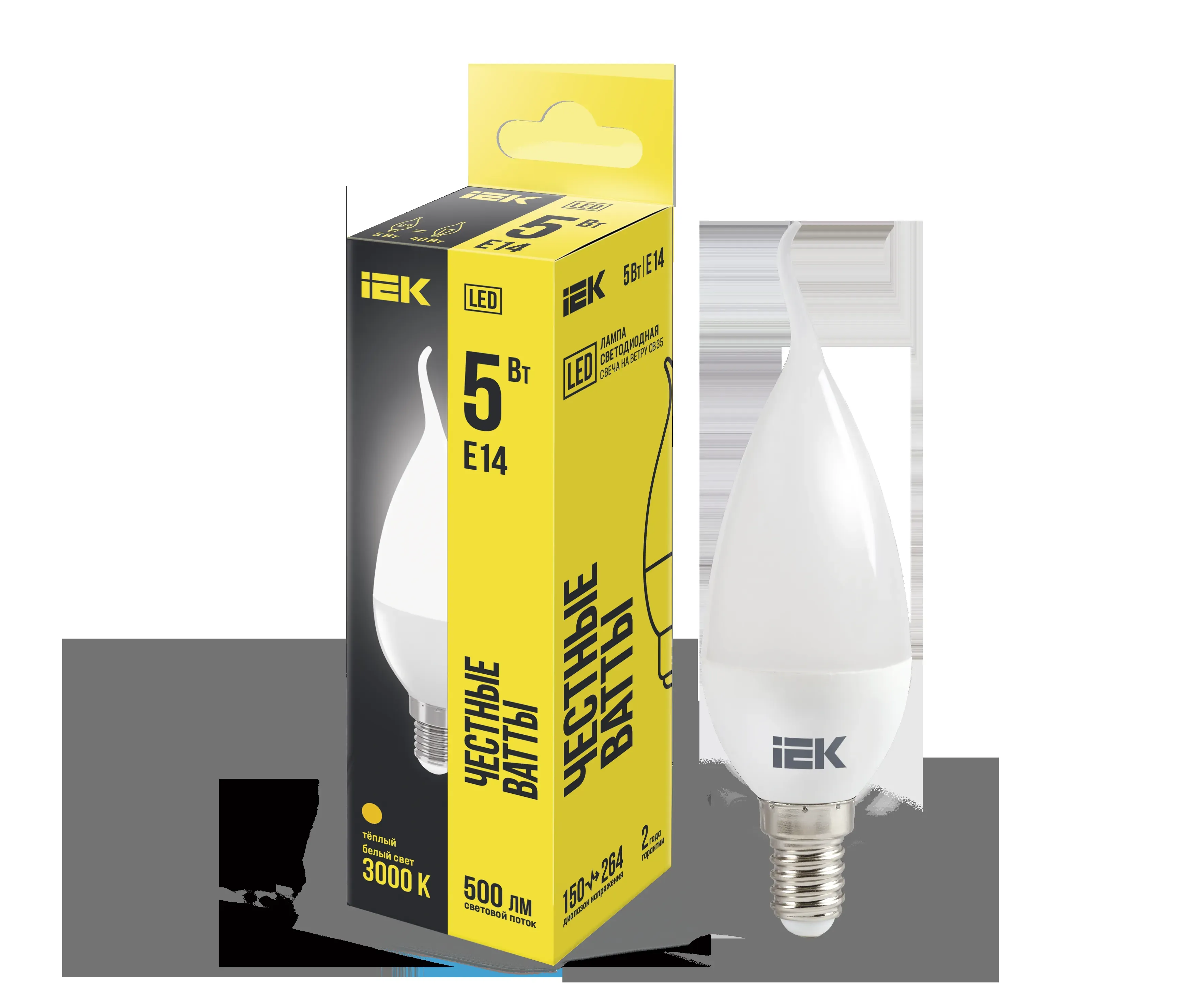 Лампа светодиодная cb35 свеча на ветру 5вт 230в 3000к e14 iek IEK LLE-CB35-5-230-30-E14