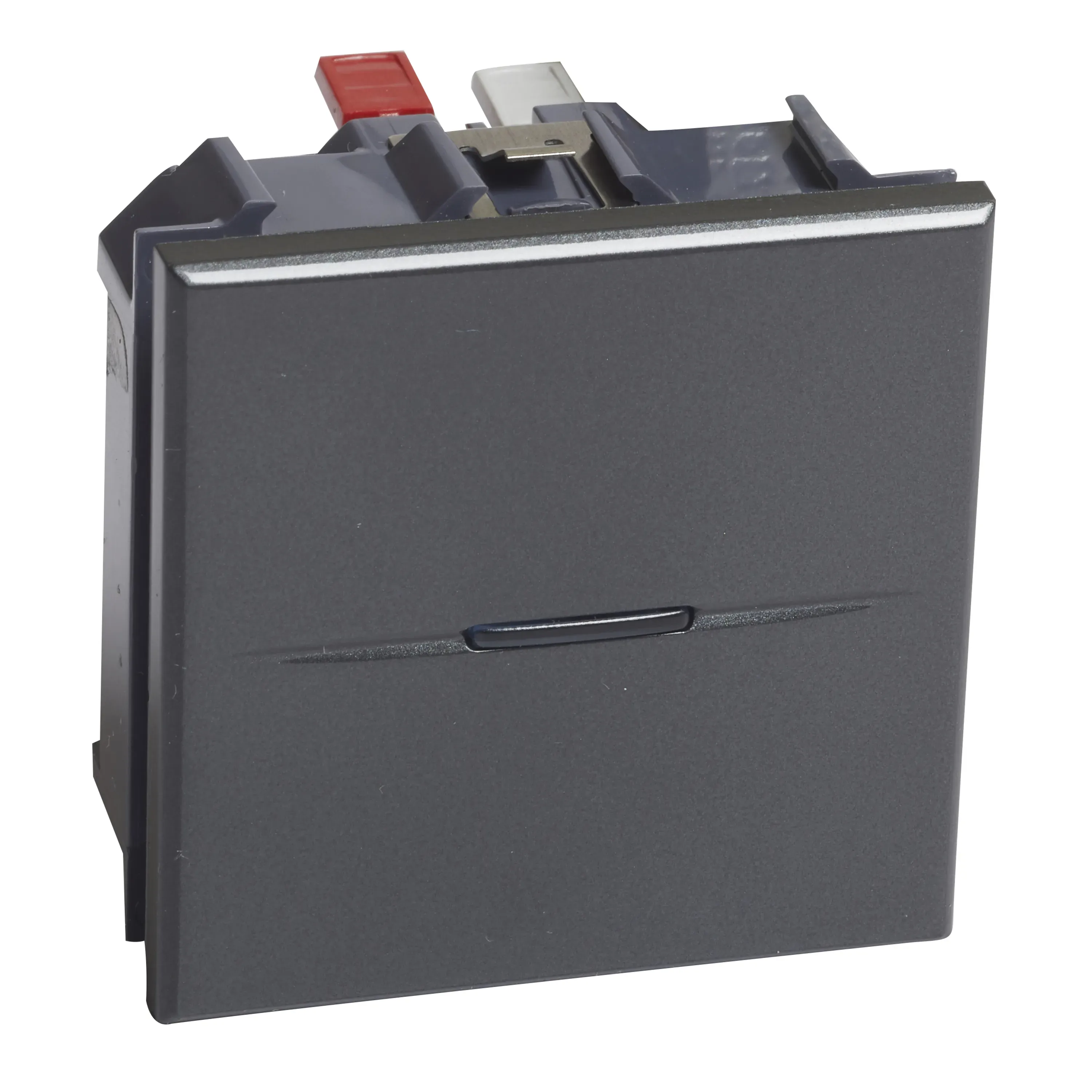 Axolute. Выключатель аксиальный одноклавишный 10А 250В. Автоматические клеммы. 2 модуля. Цвет Антрацит LEGRAND HS4001M2AN