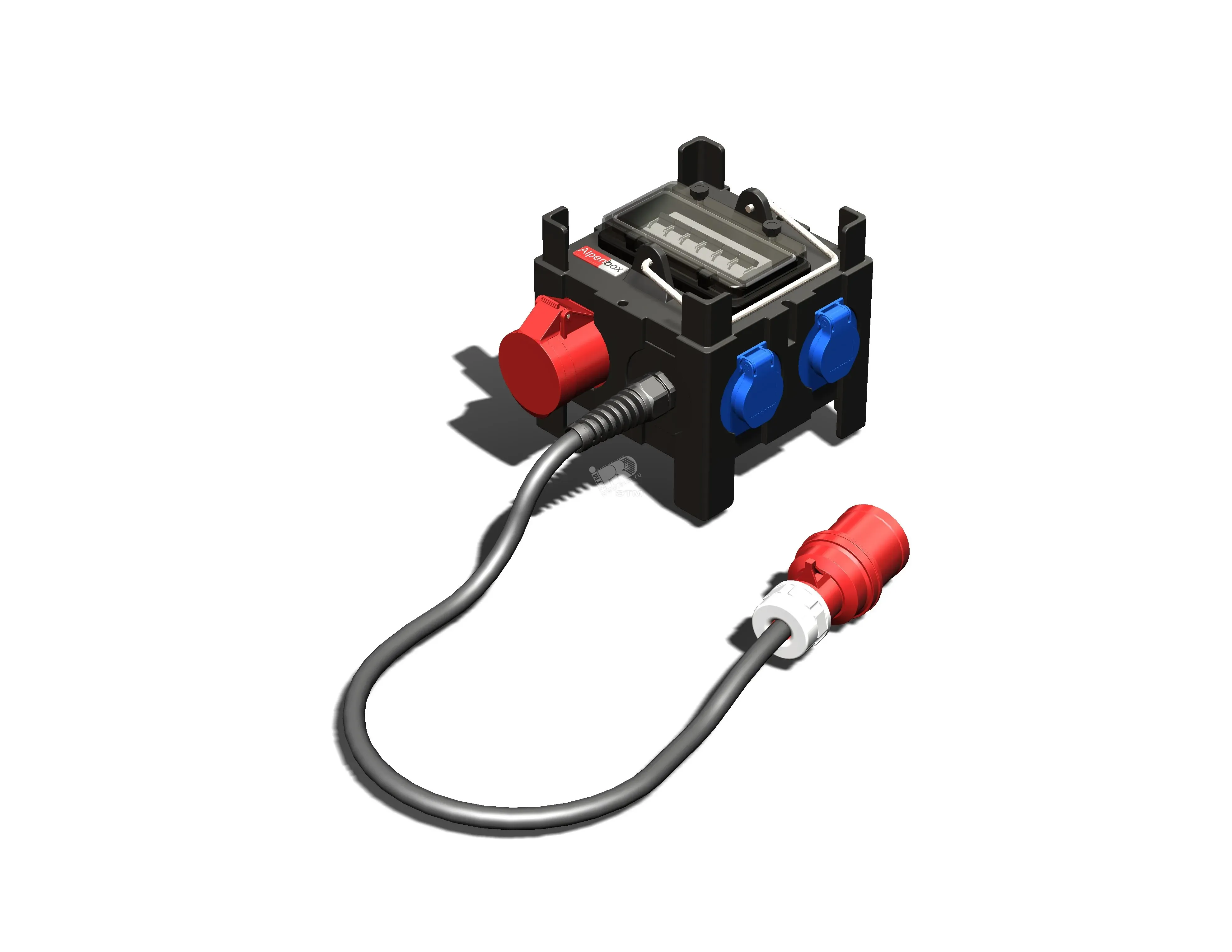 Устройство распределительное переносное пластик IP44 32A корпус 200х197х197 черный AlpenBox 00-00010345