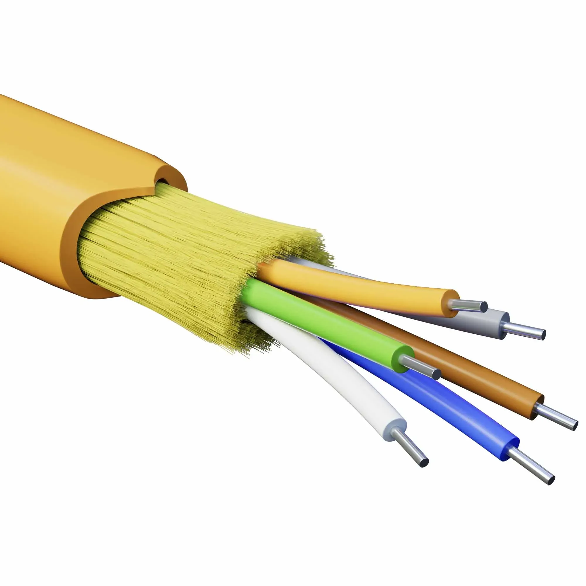 Кабель волоконно-оптический, распределительный, арамидные упрочняющие нити, для внутренней прокладки, нг(А)-HF, 6 ОВ, категория OM2(G.651.1) плотный буфер, 0,4 кН, барабан 500 м