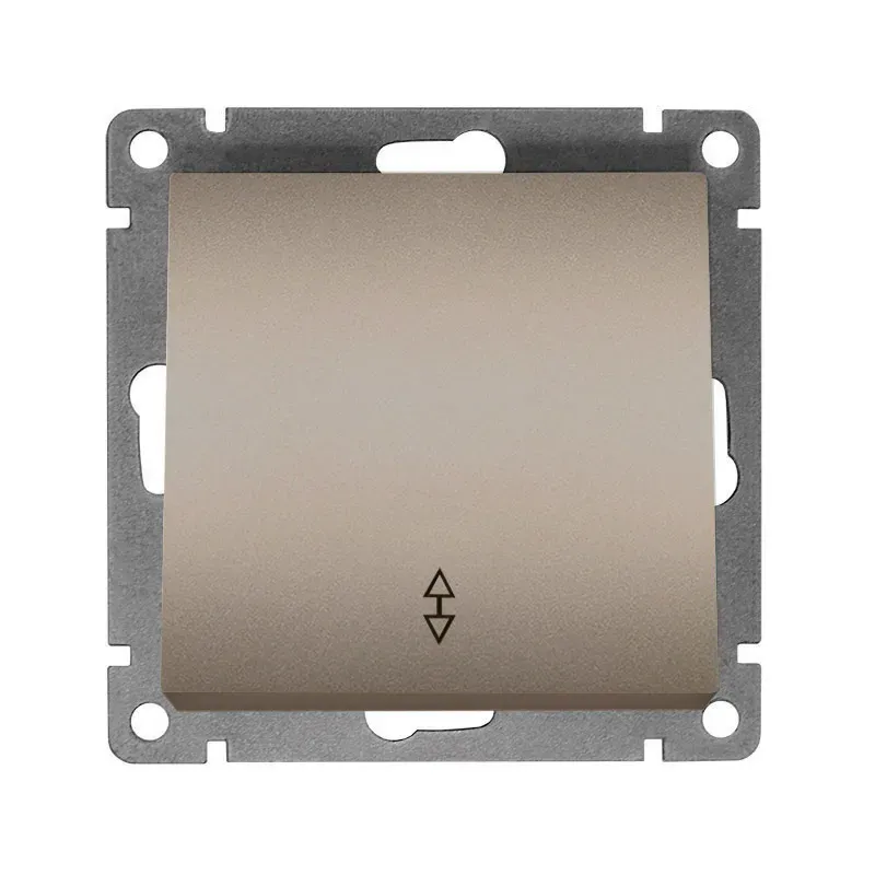 Выключатель проходной одноклавишный серия Афина , с/у, 10А, 220В, шампань (еврослот) Универсал A0025-Br