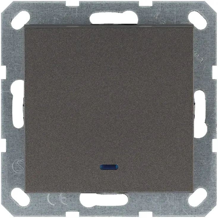 Выключатель одноклавишный со светодиодом 10A 250V~ с накладкой, цвет Мокко Jasmart G3011NZ