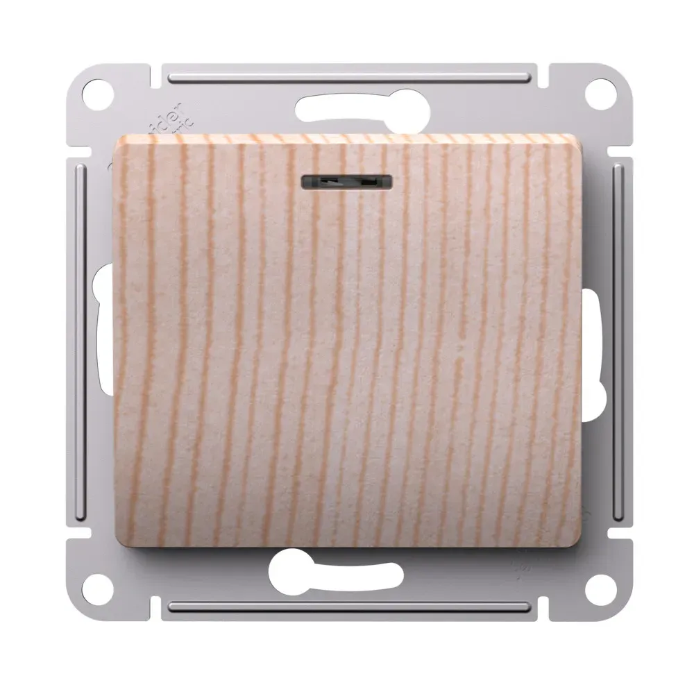 GLOSSA 1-клавишный выключатель с подсветкой, сх.1а, 10АХ, механизм, сосна SE (Потенциал) GSL001513