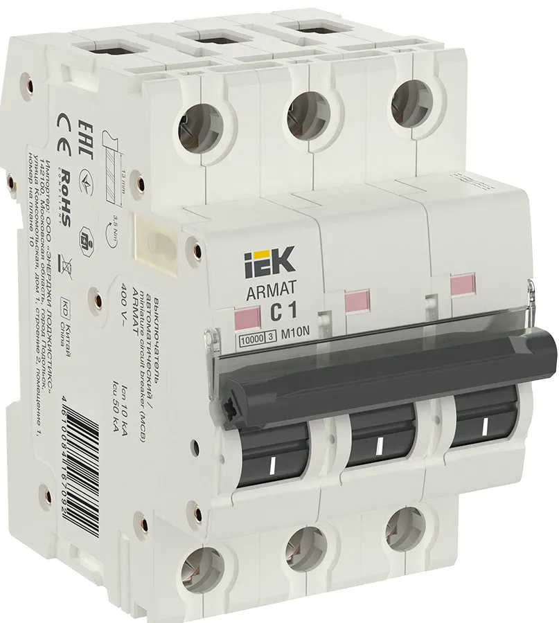 Armat выключатель автоматический трехполюсный c 1а m10n IEK AR-M10N-3-C001