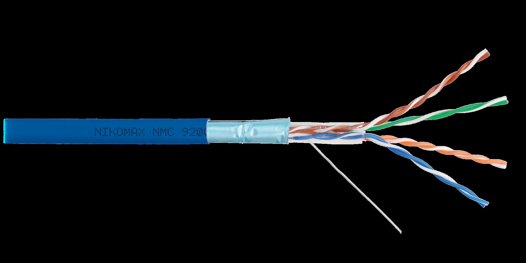 Витая пара F/UTP 4 пары Кат 5e solid BC AWG24 (0.52мм) IN LSZH нг(А)-HF синий 305м