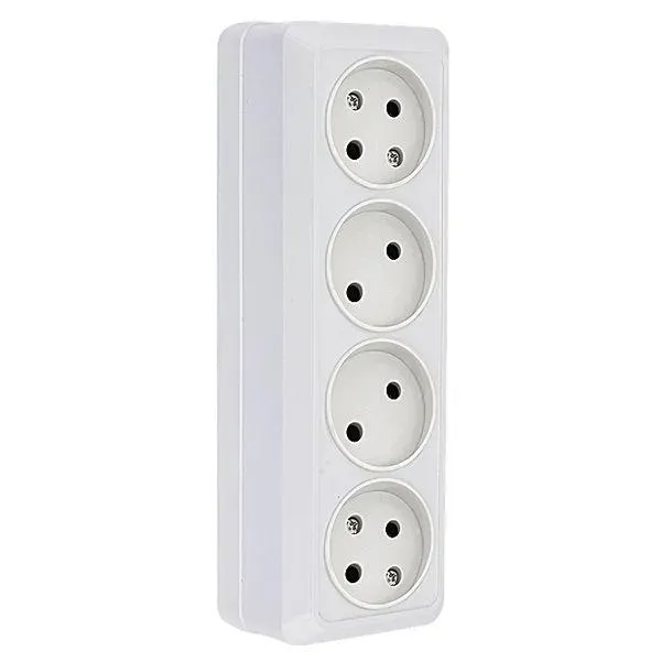 Розетка Рим 4-местная 10А без заземления белая EKF ENR10-302-10