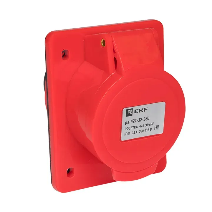 Розетка кабельная 32а 3р+е ip44 скрытая 380в 424 EKF PS-424-32-380