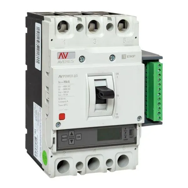Автоматический выключатель av power-2/3 250а 100ka etu6.2 averes EKF MCCB-23-250H-6.2-AV
