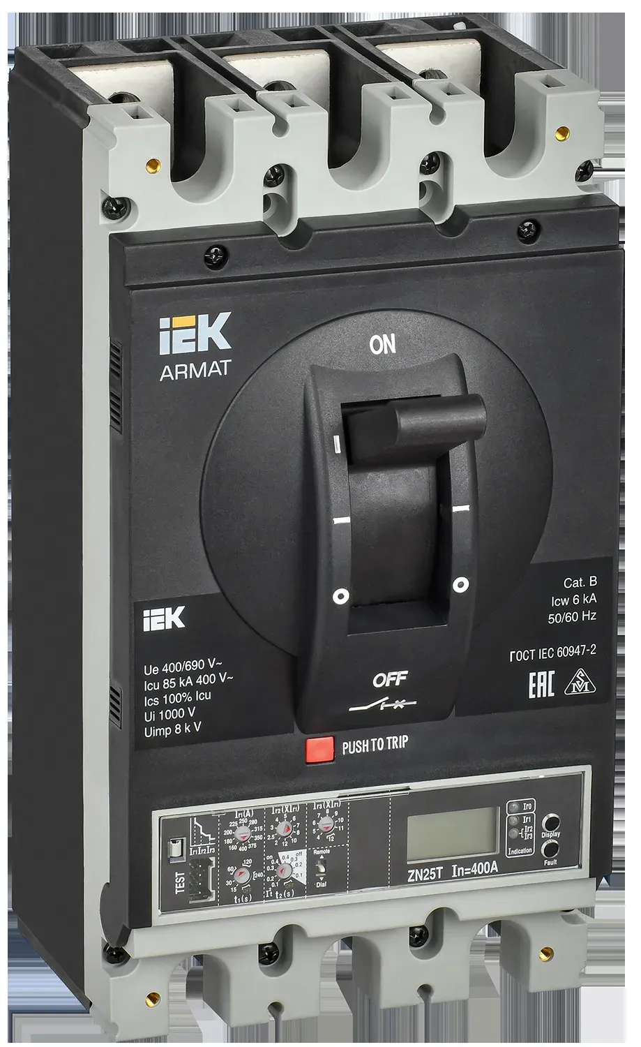Armat автоматический выключатель в литом корпусе 3p типоразмер h 85ка 400а расцепитель электронный продвинутый IEK AR-MCCB-3H-085-0400A-ELPC
