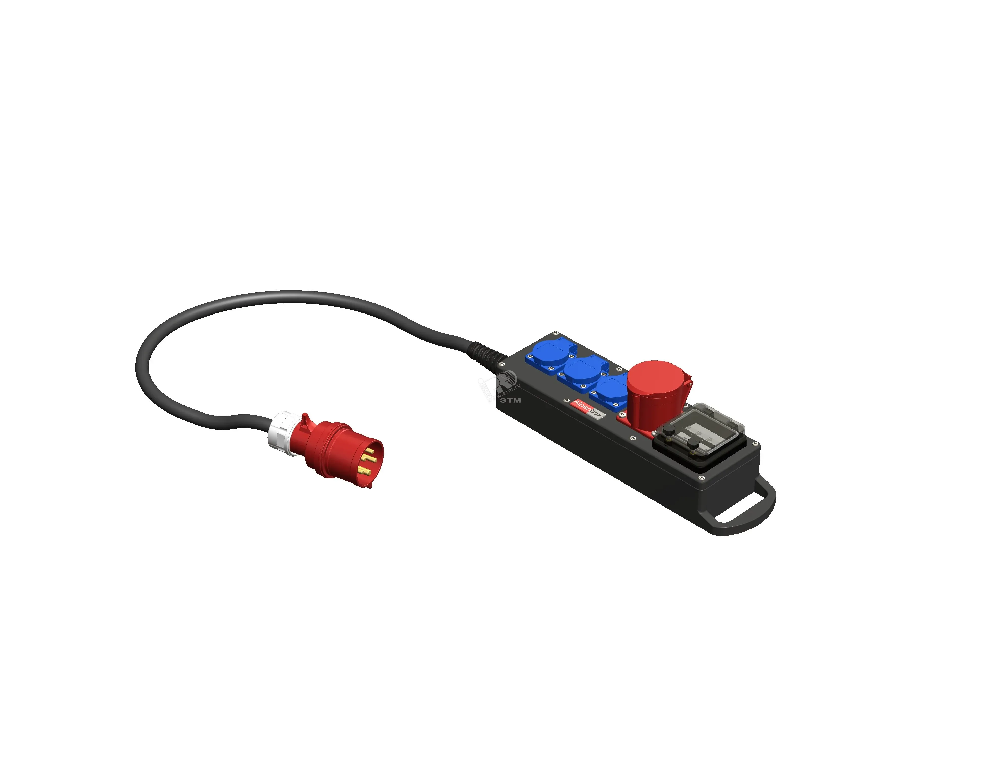 Устройство распределительное переносное твердая резина IP44 32A корпус 115х430х72 черный AlpenBox 00-00001821