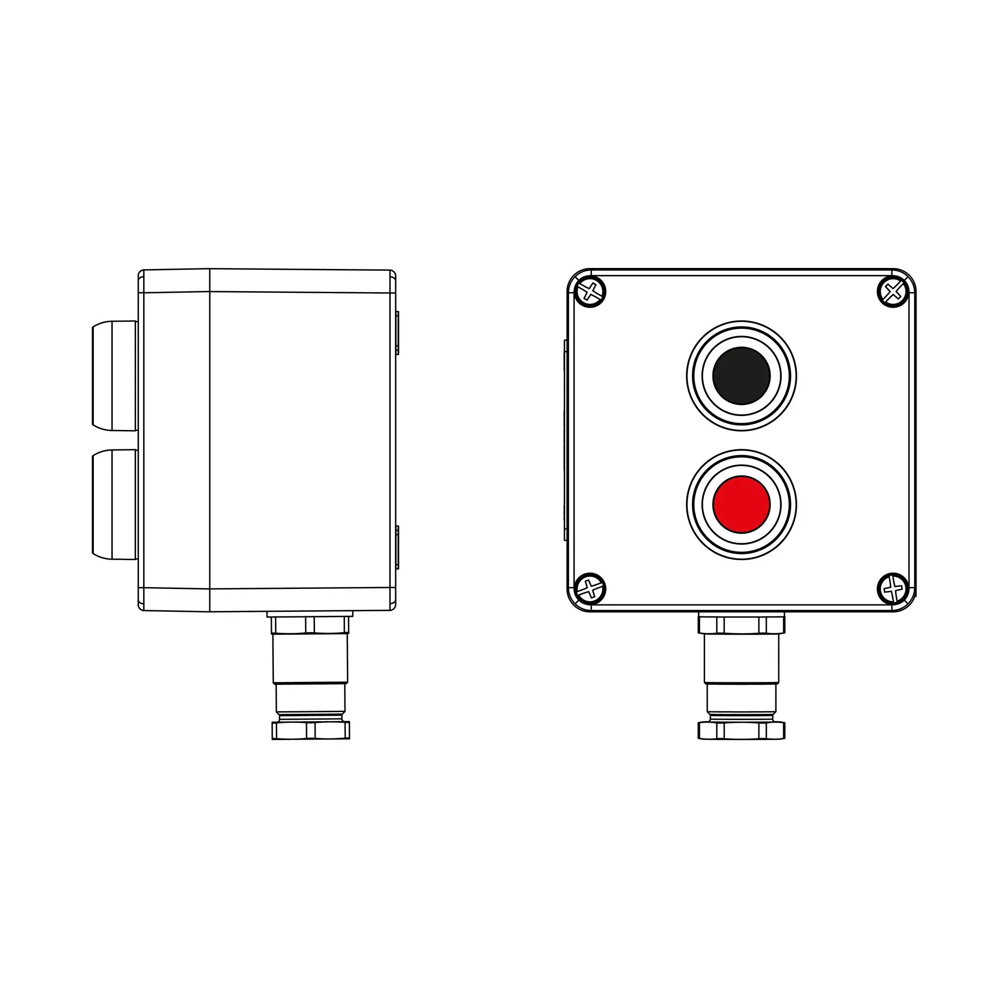 Взрывозащищенный пост управления из полиэстера CPE-P-03-(1xP1B(11)-1xP1R(11))-1xKH2MHK(C)1Ex d e IIC Т5 Gb / Ex tb IIIC T95°C Db IP66 / КЗ DKC 2231.031.22.121B