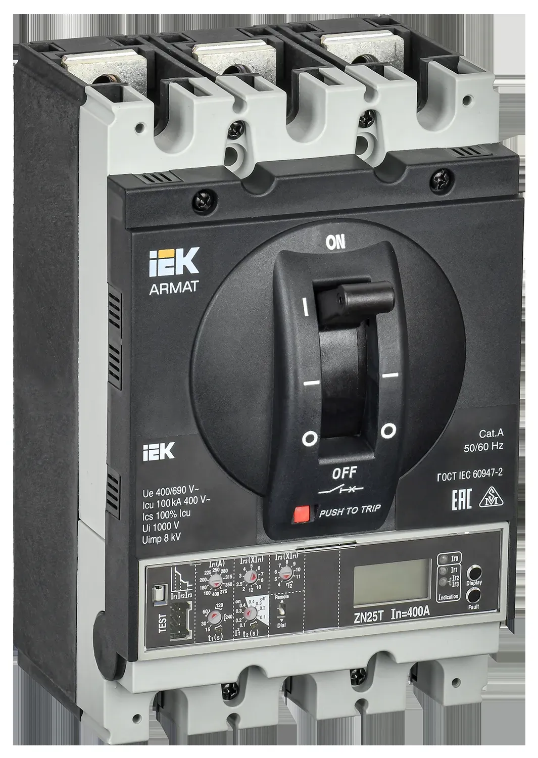 Armat автоматический выключатель в литом корпусе 3p типоразмер h 100ка 250а расцепитель электронный продвинутый IEK AR-MCCB-3H-100-0250A-ELPC