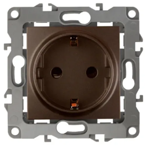 Розетка 2P+E Schuko, 16A-250В, Эра12, бронза, 12-2101-13 б0019320