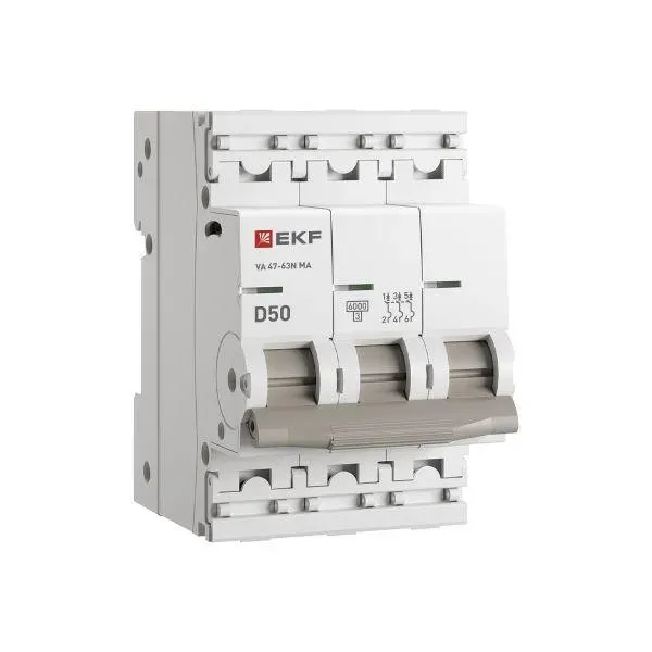 Автоматический выключатель  ва 47-63n ma 3p 50а (d) 6ка без теплового расцепителя proxima ekf EKF M63MA6350D