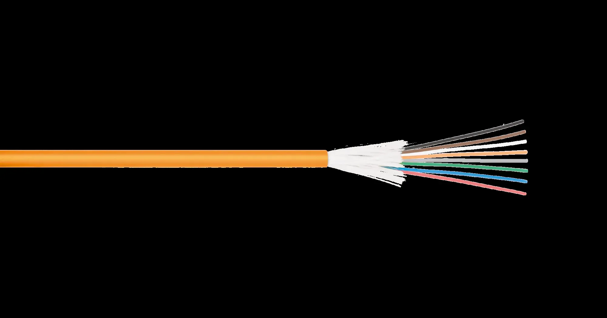 Кабель волоконно-оптический, 24 волокна, одномодовый 9/125мкм, стандарта OS2, ПВХ для одиночной прокладки, внутренний, распределительный, с плотным буфером, силовой элемент — высокопрочные нити, желтый