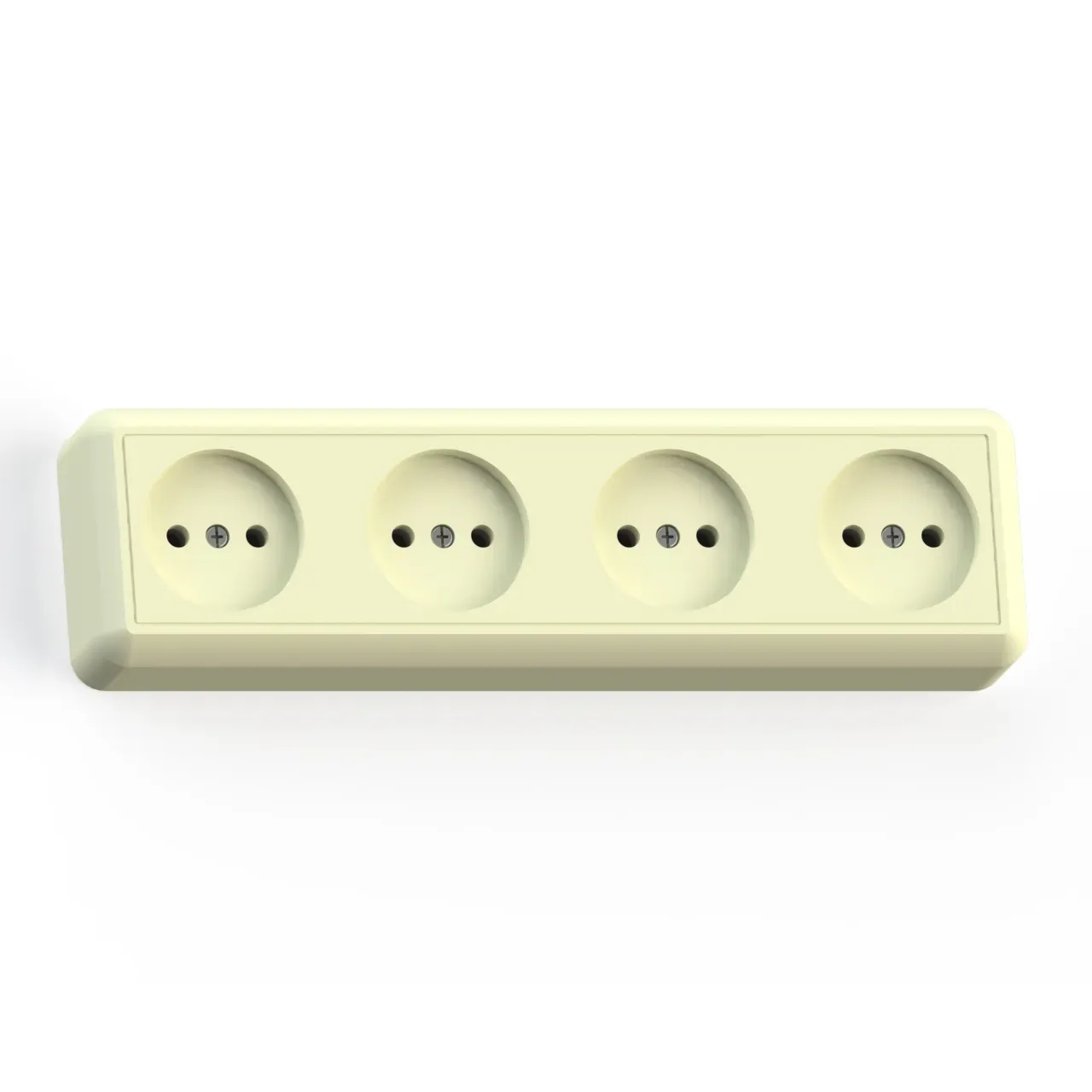 ОПТИМА Розетка откр. установки четырехместная, 16А  РА16-402, слоновая кость Кунцево 8050