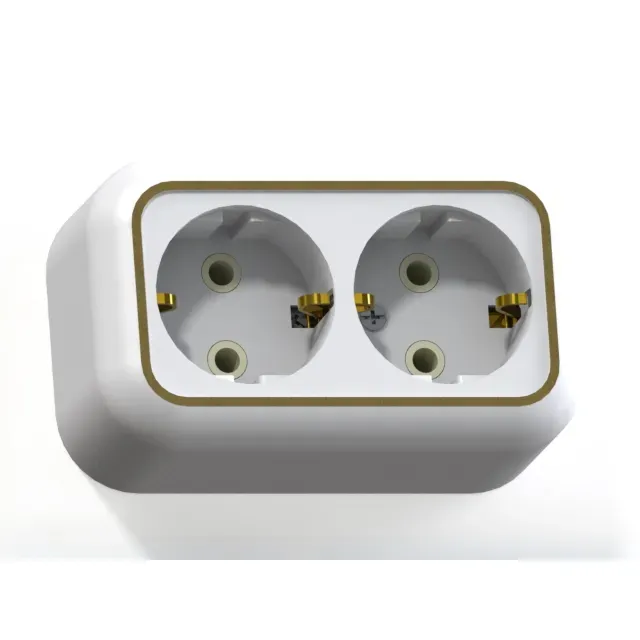 Валентина Розетка 2 поста наружная с заземлением белый/ золото РА16-826 Кунцево 5419