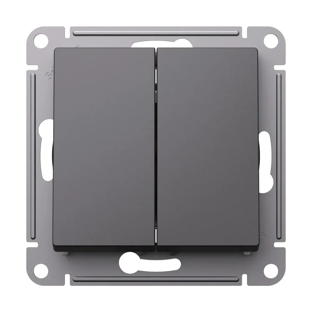 ATLASDESIGN 2-клавишный ВЫКЛЮЧАТЕЛЬ с             самовозвратом, 10АХ, механизм, БАЗАЛЬТ SE (Потенциал) ATN001417