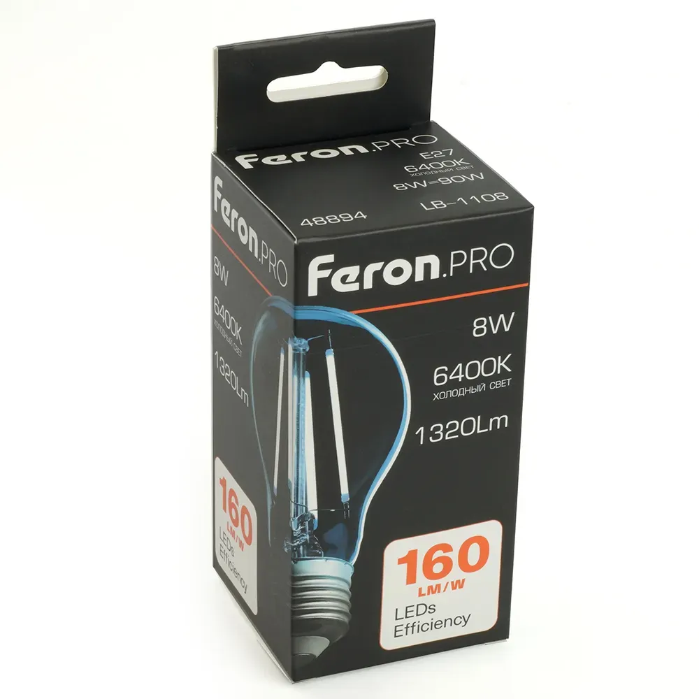 Лампа светодиодная LED 8вт Е27 дневной FILAMENT Feron.PRO