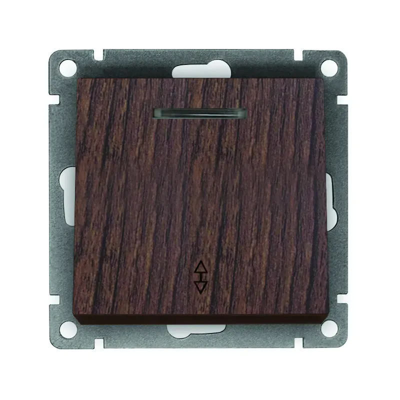 Выключатель проходной одноклавишный с подсветкой серия Афина , с/у, 10А, 220В, венге (еврослот) Универсал A0125-V