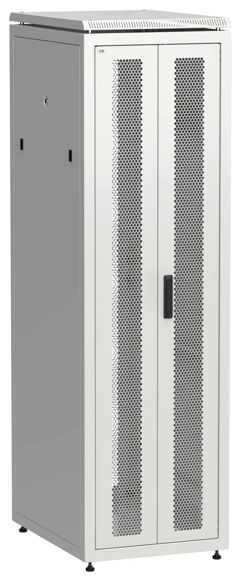 Шкаф напольный сетевой 19' linea n 42u 600х800мм передняя распашная перфорированная дверь задняя перфорированная серый ITK LN35-42U68-2PP
