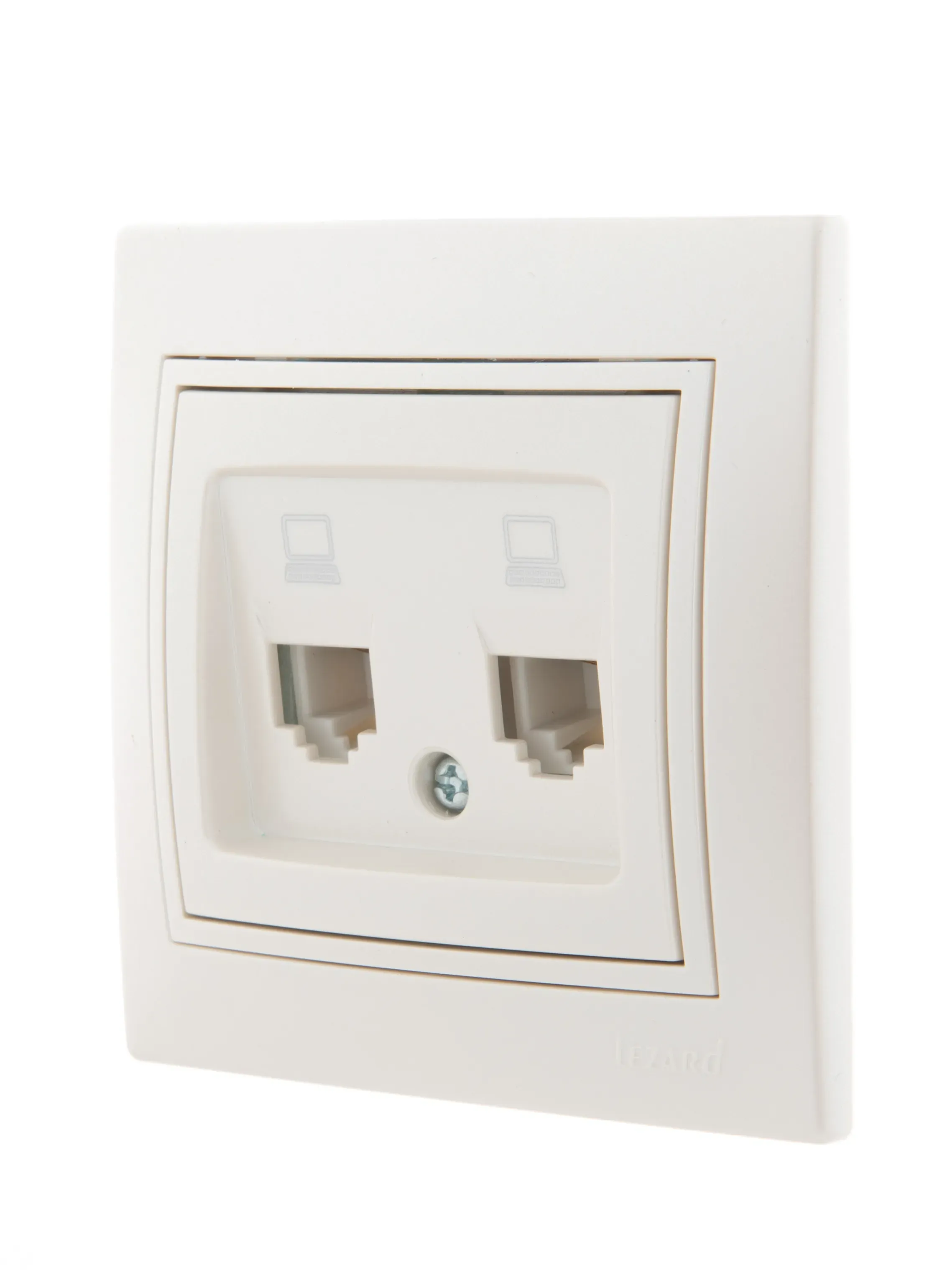 Мира Розетка RJ 45 х 2 жемчужно-белый LEZARD 701-3030-141
