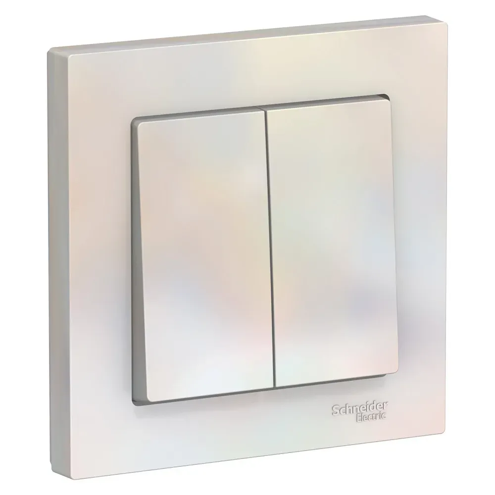 Выключатель двухклавишный ATLASDESIGN схема 5 10АХ в сборе жемчуг SE (Потенциал) ATN000452