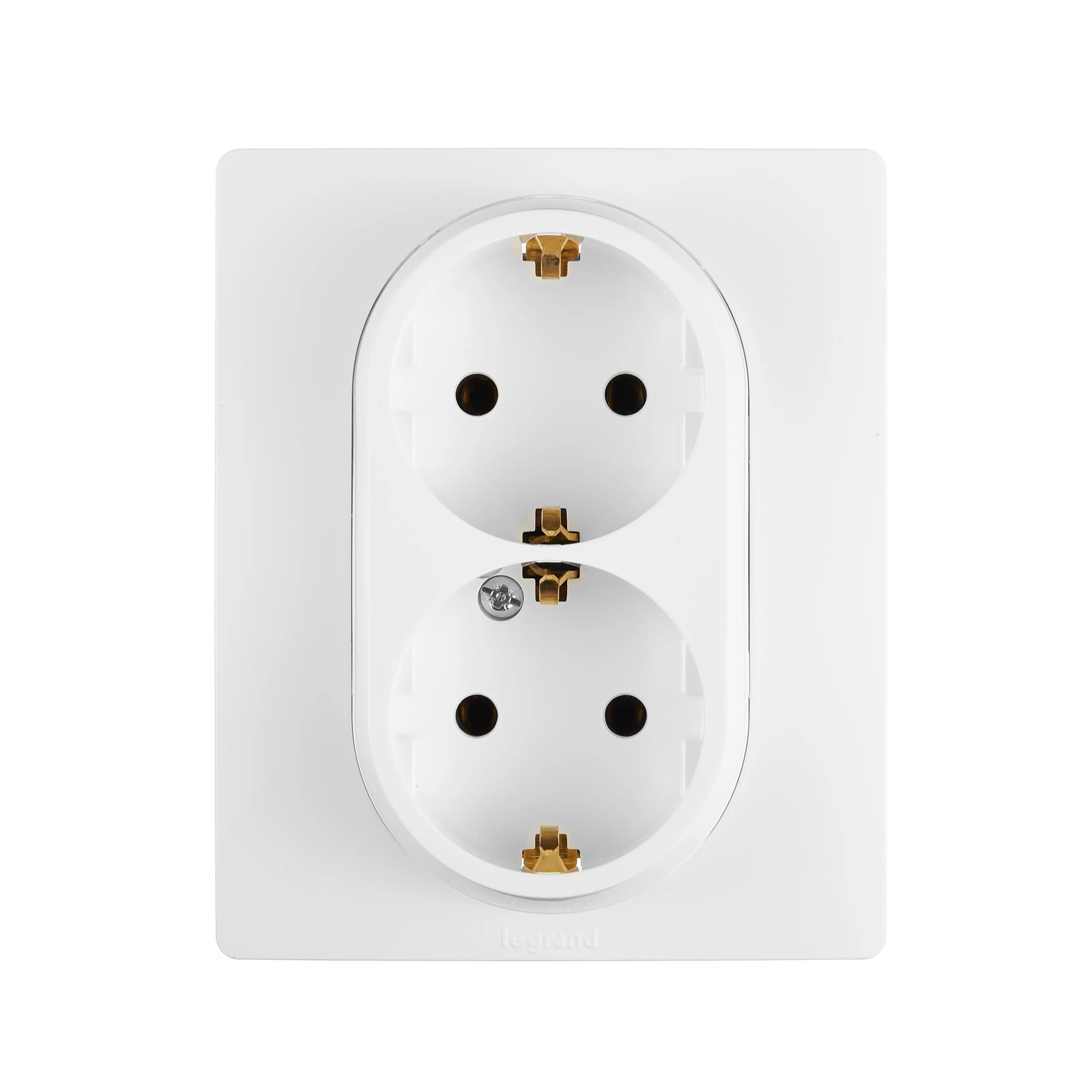ETIKA Розетка двойная с заземлением без           шторок белая LEGRAND 672223