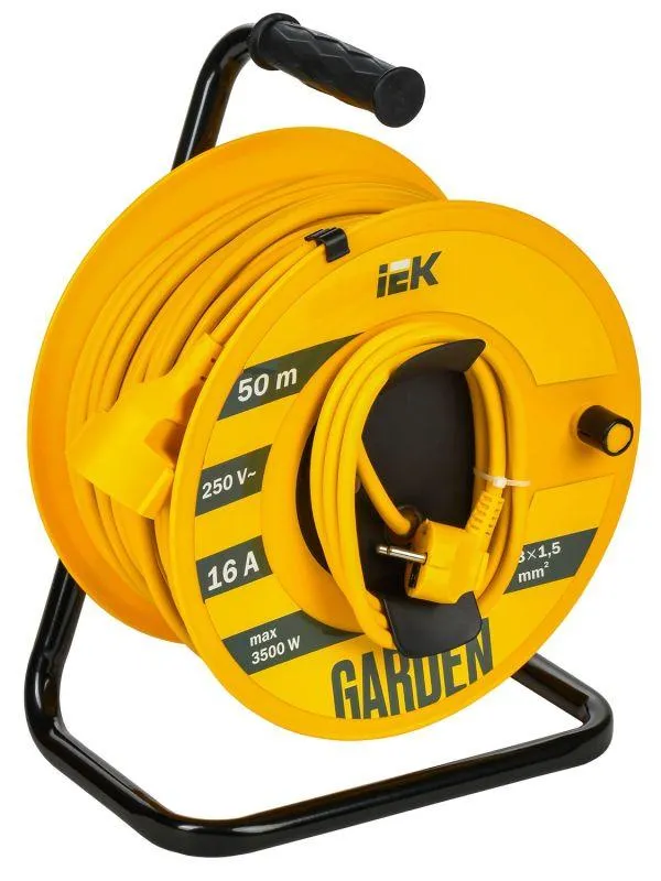 GARDEN Катушка УК50 1 место с заземлением с термозащитой 2P+PE 3х1,5мм2 50м IEK IEK GD-KP20-16-01-50