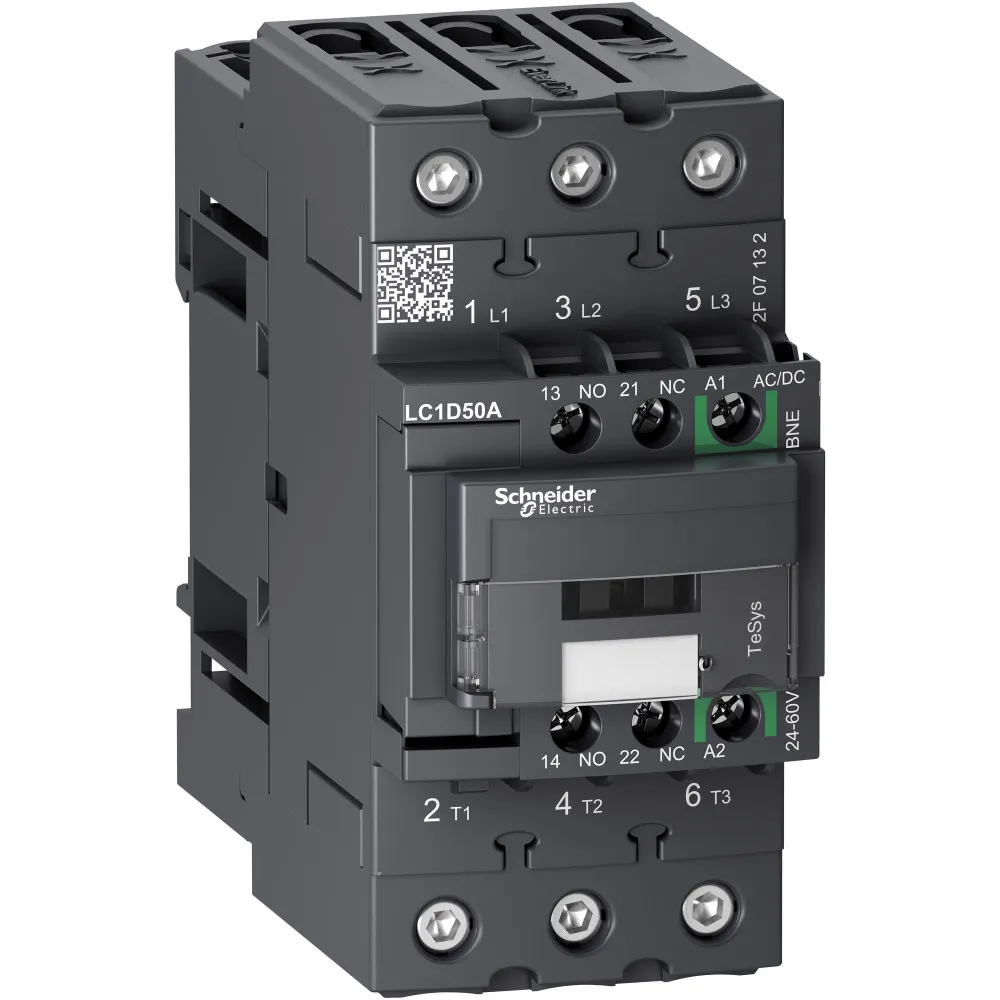 Контактор 3P EVERLINK AC3 440В 50A катушка управления 24-60В AC/DC пружинный зажим SE (Schneider) LC1D50ABNE