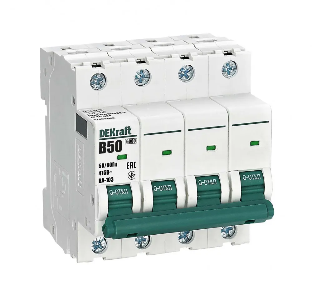 Выключатель автоматический 4Р 50А х-ка B ВА-103 6кА SE (Dekraft) 12262DEK