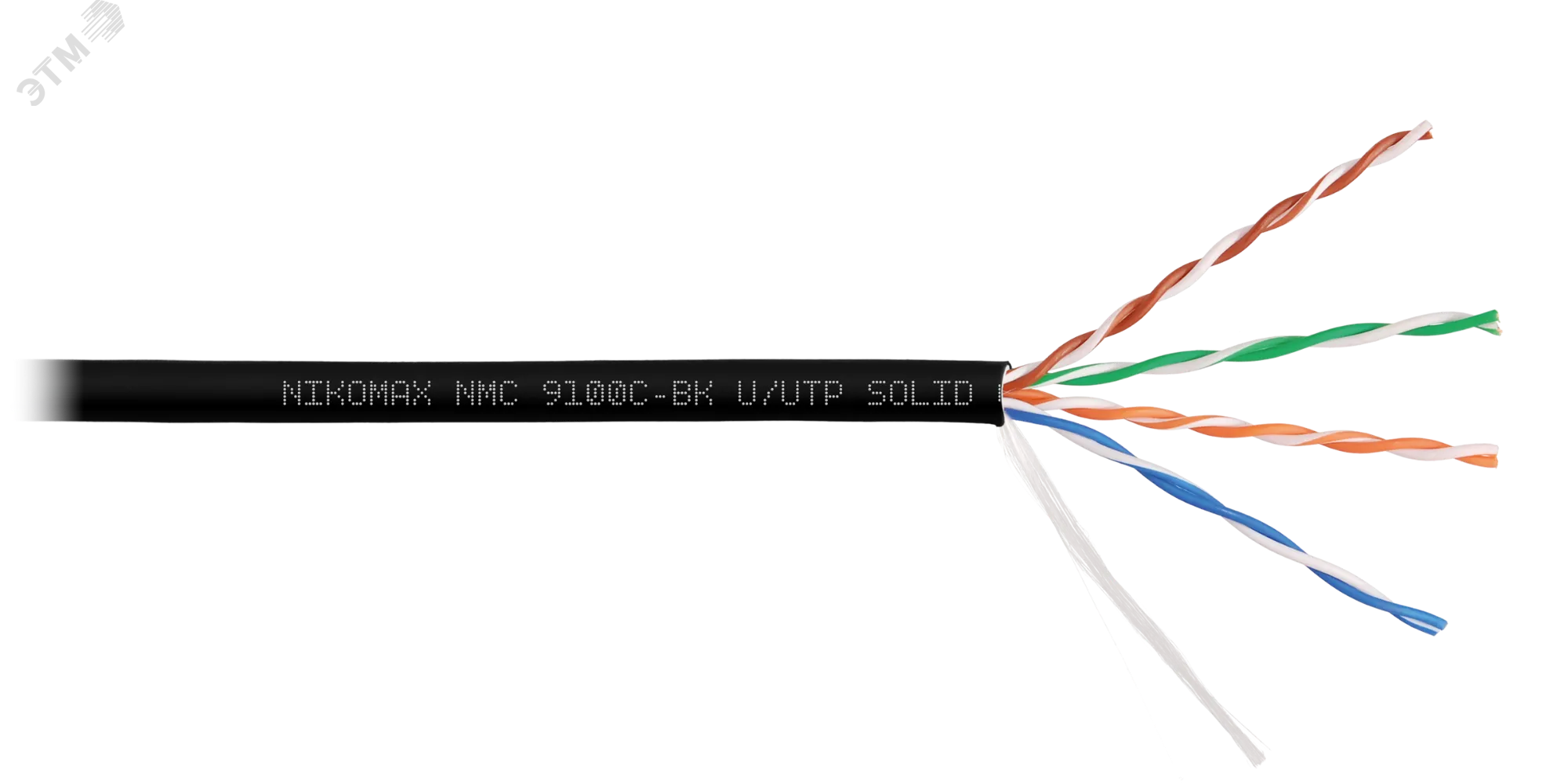 Витая пара U/UTP 4 пары Кат 5e solid BC AWG24 (0.52мм) IN LSZH нг(А)-HF черный 305м