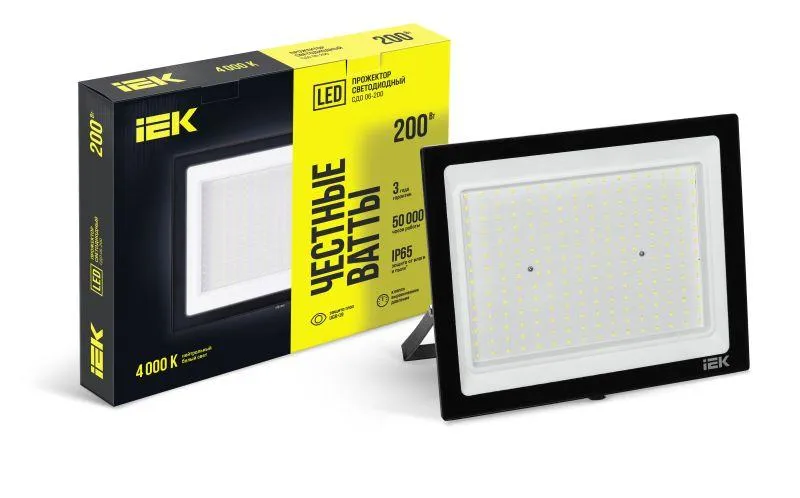 Прожектор светодиодный сдо 06-200 ip65 4000к черный iek IEK LPDO601-200-40-K02
