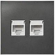 Ecoplast Накладка с суппортом розетки компьютерной и телефонной на 2 входа (черный бархат) БЕЗ разъема LK60 Экопласт 866208-0